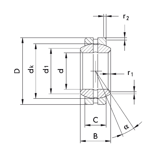 Sürtünmesiz yatak çeliği, sertleştirilmiş, taşlanmış, dış bilezik, iç bileziğin montajı için bölünmüş
