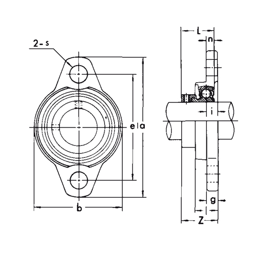 Paslanmaz Gümüş Seri iki delikli flanşlı yatak MUFL 000, eksantrik kilitleme, sıkma bilezikli MU 000 ER
