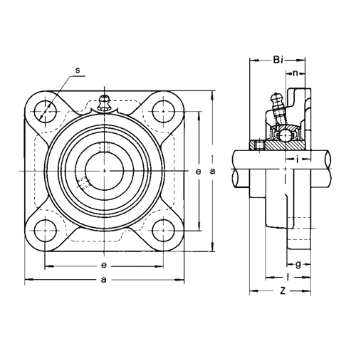 Plastik Seri flanşlı yatak PUCF 200, setskurlu kilitleme, sıkma bilezikli MUC 200