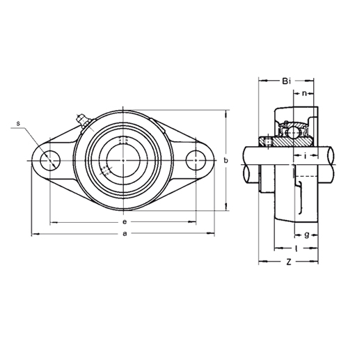 Plastik Seri iki delikli flanşlı yatak PUCFL 200, setskurlu kilitleme, sıkma bilezikli MUC 200