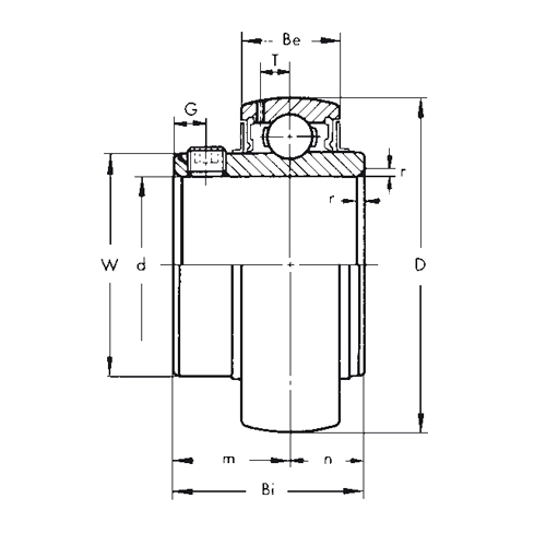 UC 200 Sıkma bilezikli rulman, standart hizmet tipi ve setskurlu kilitleme