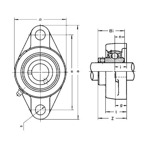 UCFL 200 iki delikli flanşlı yatak standart hizmet tipi, setskurlu kilitleme, sıkma bilezikli UC 200