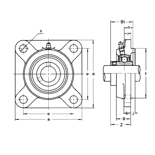 UCFS 300 merkezleme tertibatlı flanşlı yatak ağır hizmet tipi, setskurlu kilitleme, sıkma bilezikli UC 300